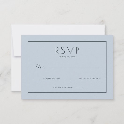 Serene Blue Minimalist RSVP Kaartje (Voorkant)