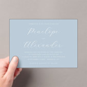 Serene Blue Minimalist Wedding Invitation Acryl Uitnodigingen (Insitu (Draagbaar))