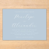 Serene Blue Minimalist Wedding Invitation Acryl Uitnodigingen (Voorkant)