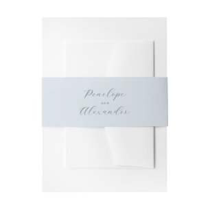 Serene Blue Minimalistische Trouw Uitnodiging Bell Uitnodigingen Wikkel