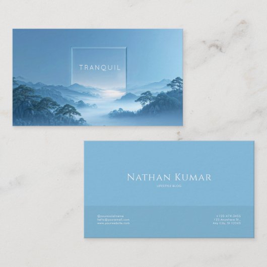 Serene Blue Mist Mountain Valley Clean Frame Visitekaartje (Voorkant / Achterkant)