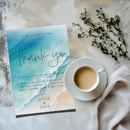 Serene Blue Ocean Beach bruiloft dank u kaarten