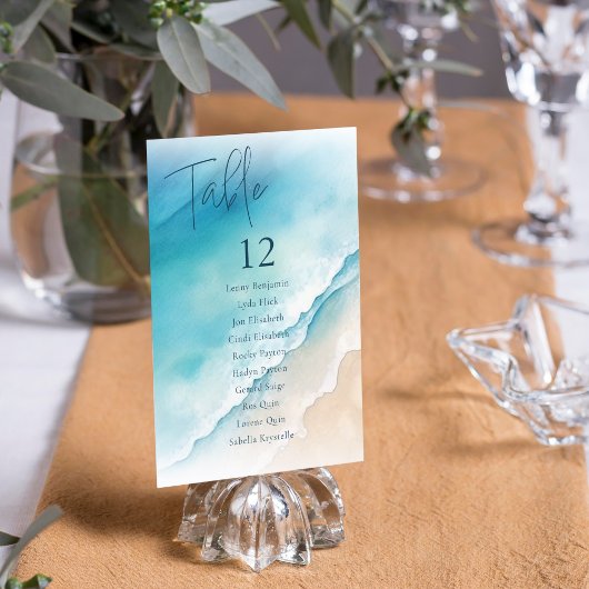 Serene Blue Ocean Beach Table Seating Chart Kaart
