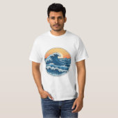 Serene Blue Ocean Waves Kustkunst T-shirt (Voorkant volledig)