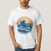 Serene Blue Ocean Waves Kustkunst T-shirt (Voorkant)