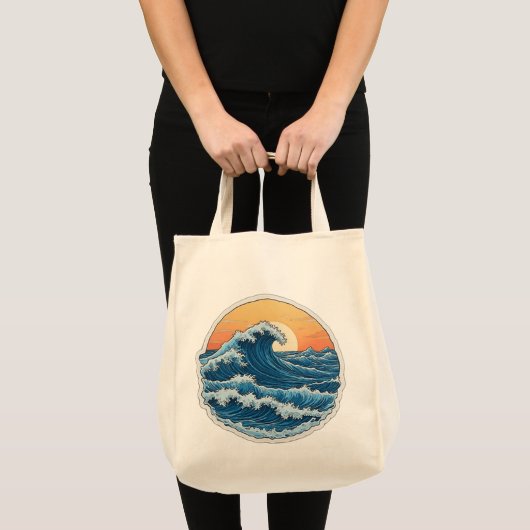 Serene Blue Ocean Waves Kustkunst Tote Bag (Voorkant (product))