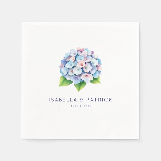 Serene Blue Pink Watercolor Hydrangea Servet (Voorkant)