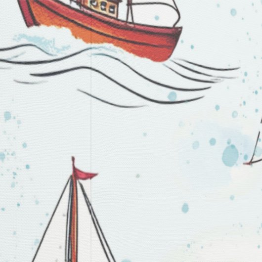 Serene Blue Red Sailing Boats op Zee Pattern Behang (Zoom)