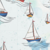 Serene Blue Red Sailing Boats op Zee Pattern Behang (Zoom)