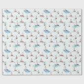 Serene Blue Red Sailing Boats op Zee Pattern Cadeaupapier (Vlak)