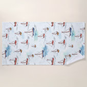 Serene Blue Red Sailing Boats op Zee Pattern Strandlaken (Voorkant)