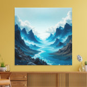 Serene Blue River stroomt tussen de dramatische be Canvas Afdruk (Insitu (Woonkamer))