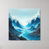 Serene Blue River stroomt tussen de dramatische be Canvas Afdruk (Voorkant)