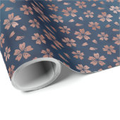 Serene Blue Sakura Patroon Gift Wrap Cadeaupapier (Rol Hoek)