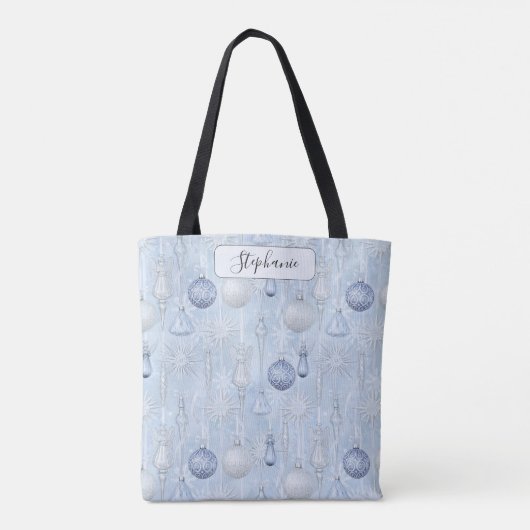 Serene Blue Silver Ornament Everyday  Personalized Tote Bag (Achterkant)