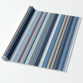 Serene Blue Striped Gift Wrap – rustig Cadeaupapier (Uitgerold)