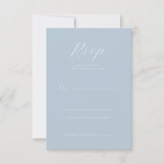 Serene Blue Typografisch RSVP Kaartje (Voorkant)