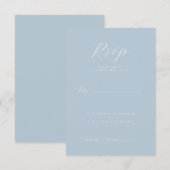Serene Blue Typografisch RSVP Kaartje (Voorkant / Achterkant)