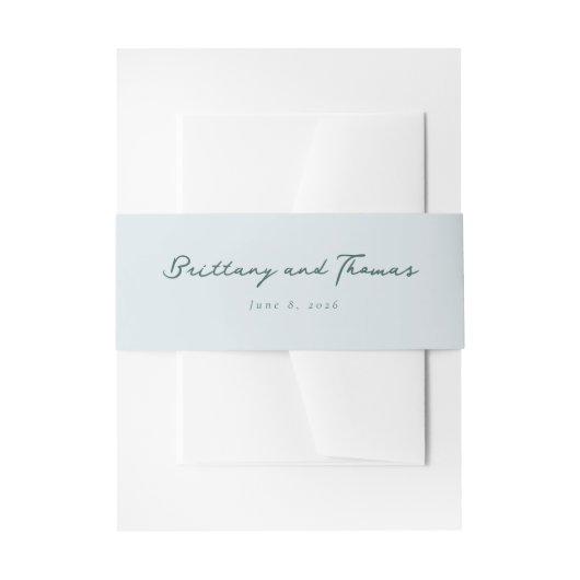 Serene Blue typografische namen Uitnodigingen Wikkel (Voorkant Voorbeeld)