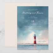 Serene Blue Vuurtoren Strand Kaart (Voorkant / Achterkant)