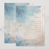Serene Blue Watercolor Ceremony Program Programmakaart (Voorkant / Achterkant)