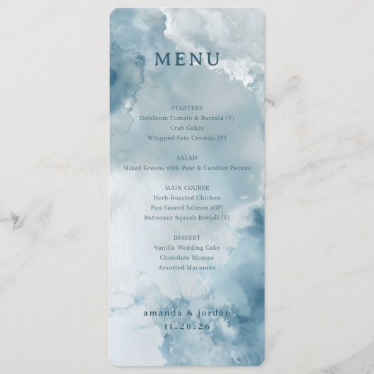 Serene Blue Watercolor Menu (Voorkant)