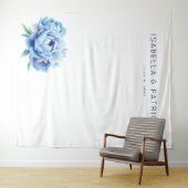 Serene Blue Watercolor Peony Wandkleed (In Situ (horizontaal))