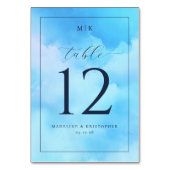 Serene Blue Watercolor Table Number Kaart (Achterkant)
