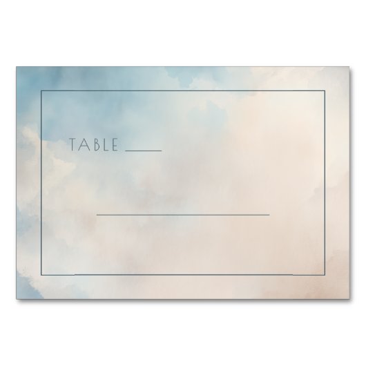 Serene Blue Watercolor Table Sign Kaart (Voorkant)