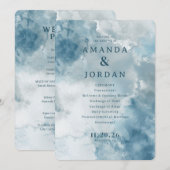 Serene Blue Watercolor Wedding Ceremony Programmakaart (Voorkant / Achterkant)