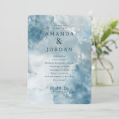 Serene Blue Watercolor Wedding Ceremony Programmakaart (Staand voorkant)