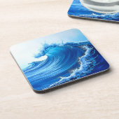 Serene Blue Wave Splashes Bier Onderzetter (Linkerzijde)