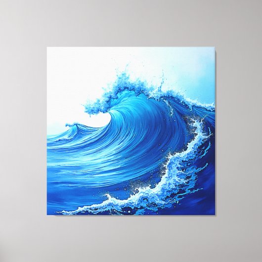 Serene Blue Wave Splashes Canvas Afdruk (Voorkant)