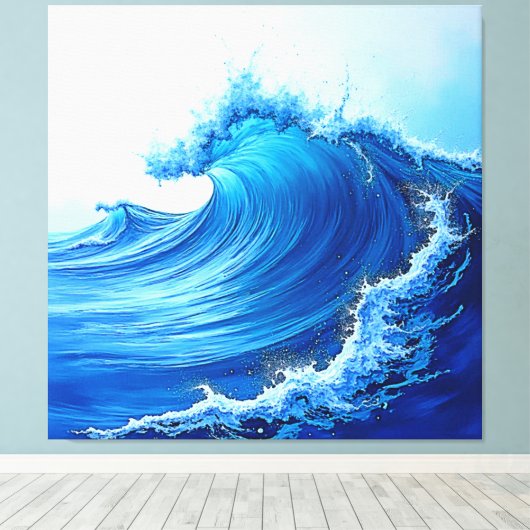 Serene Blue Wave Splashes Canvas Afdruk (Insitu (Houten vloer))
