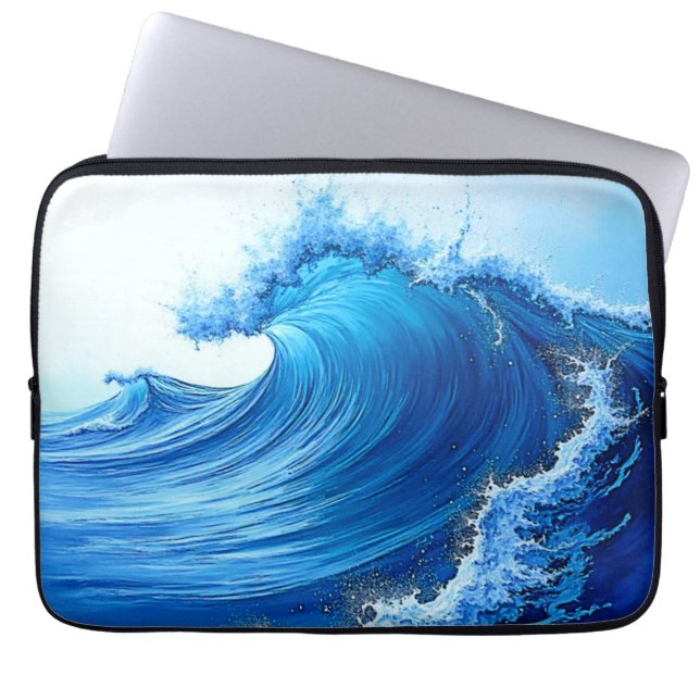 Serene Blue Wave Splashes Laptop Sleeve (Voorkant)