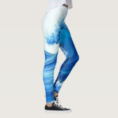 Serene Blue Wave Splashes Leggings (Rechts)