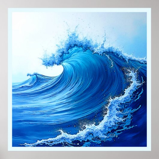 Serene Blue Wave Splashes Poster (Voorkant)