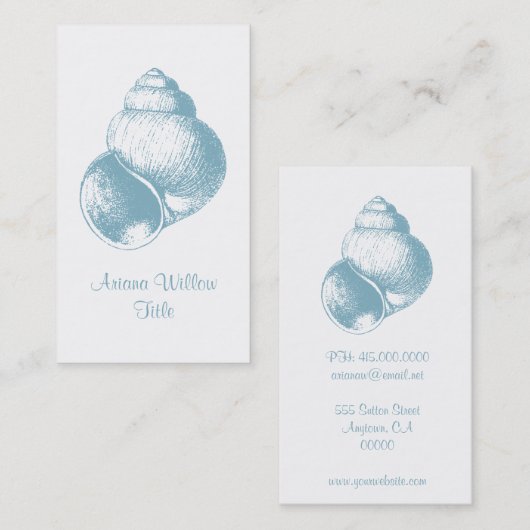 Serene Blue Zee Shell Visitekaartje (Voorkant / Achterkant)