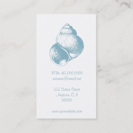 Serene Blue Zee Shell Visitekaartje (Achterkant)