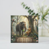 Serene Boeddha en Olifant in Heilige Bos Kunst Programmakaart (Staand voorkant)