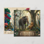 Serene Boeddha en Olifant in Heilige Bos Kunst Programmakaart (Voorkant / Achterkant)