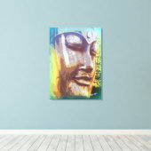 Serene Boeddha gezicht Canvas Afdruk (Insitu (Houten vloer))