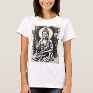 Serene Boeddha - Houtskool Kunst van Vrede en Rust T-shirt