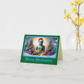 Serene Boeddha Kerstvakantie Kaart (Gele Bloem)