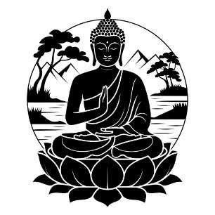 Serene Boeddha Lotus Silhouet T‑Shirt T-shirt