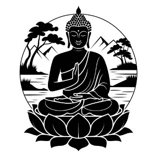 Serene Boeddha Lotus Silhouet T‑Shirt T-shirt