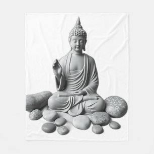 Serene Boeddha met stenen en Planten Fleece Deken