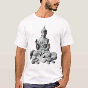Serene Boeddha met stenen en Planten T-shirt