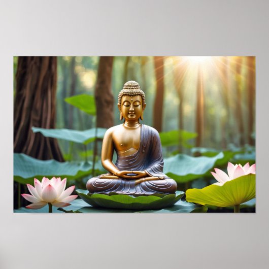 Serene Boeddhabeeld Zen Vibes Harmony Garden Kalm Poster (Voorkant)
