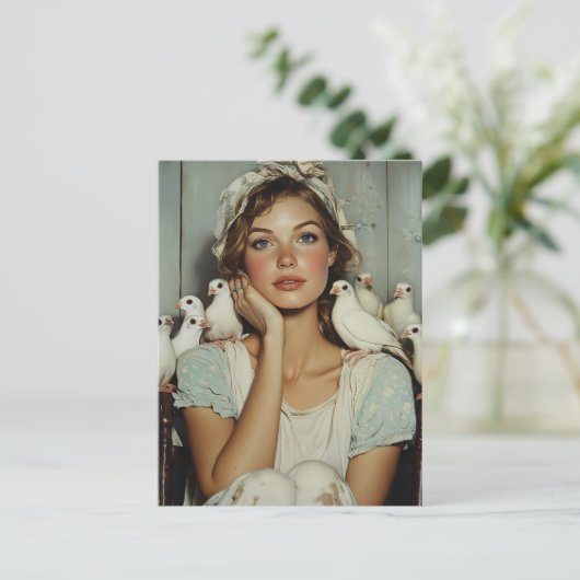 Serene Boerderij Maiden White Doves - Symbool van  Briefkaart (Staand voorkant)